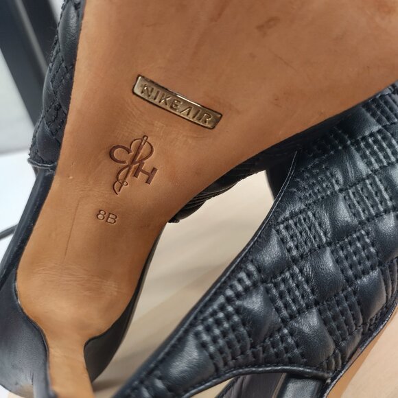 COLE HAAN Nike Air Heels Black Quilted Leather Open Toe High Heels Women US 8B - Picture 11 of 12